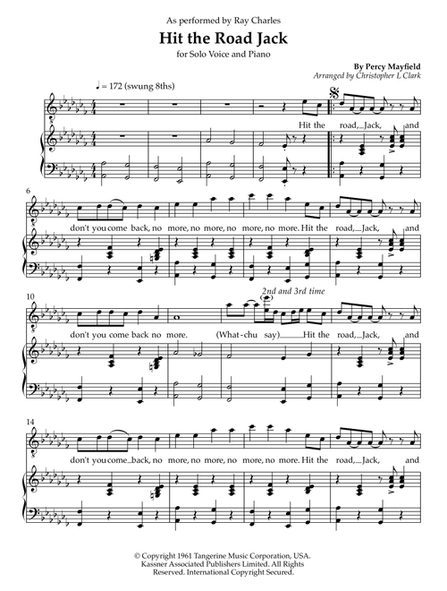 Hit The Road Jack (Arr. Christopher L Clark) - Percy Mayfield (Piano Vocal)