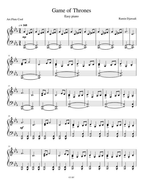 Game of Thrones Theme- Easy Piano Tutorial by Flute Cool -Synthesia