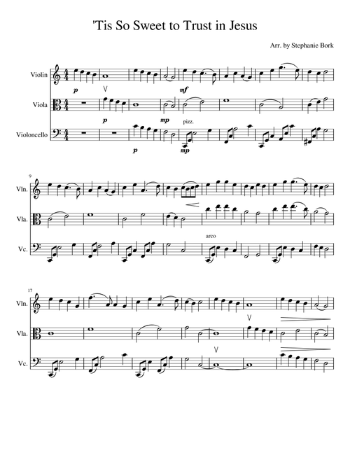 'Tis So Sweet to Trust in Jesus (Arr. Stephanie Bork) - William J. Kirkpatrick (String Ensemble)