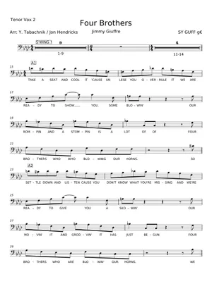 Four Brothers - Woody Herman Sheet Music for Piano, Trombone Four Brothers - Woody Herman Sheet Music for Piano, Trombone