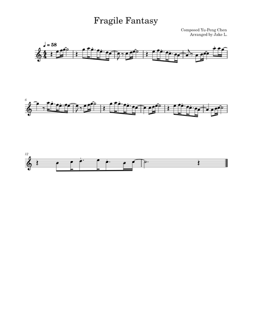Fragile Fantasy – Yu-Peng Chen for Clarinet B♭