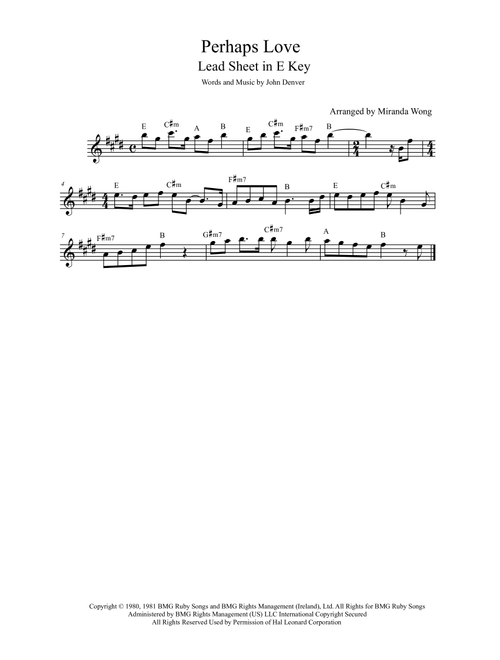 Perhaps Love (Arr. Miranda Wong) - John Denver and Placido Domingo (Large Ensemble)