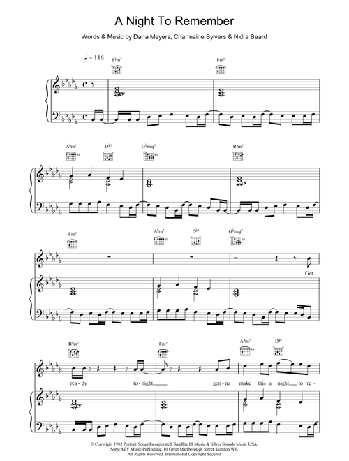 A Night To Remember - 911 (Piano-Vocal-Guitar (Piano Accompaniment))