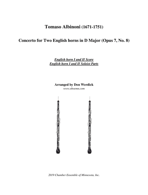 Concerto for Two English horns in D Major, Op. 7 No. 8 (Arr. Don Werdick (1946 - )) - Tomaso Albinoni (1671-1751) (Instrumental Duet)