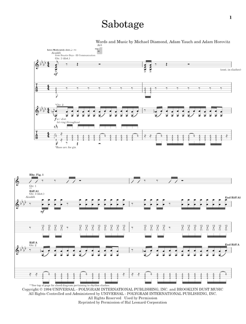 Sabotage - Beastie Boys (School of Rock - Guitar Tab)