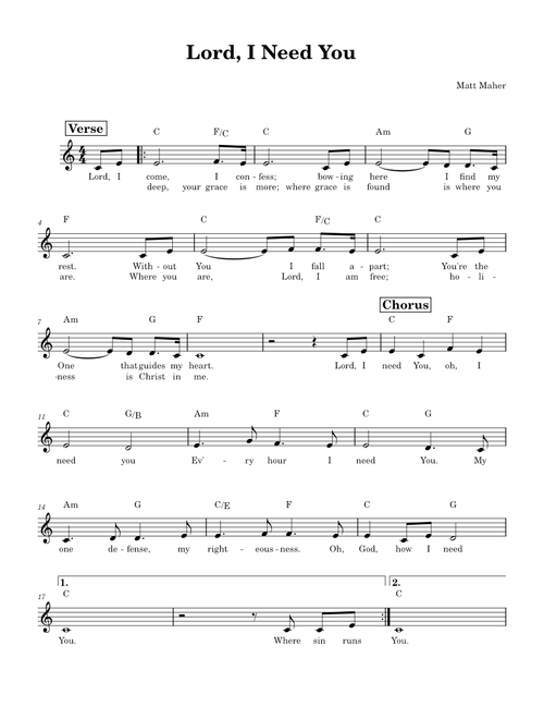 Lord i need you – Matt Maher