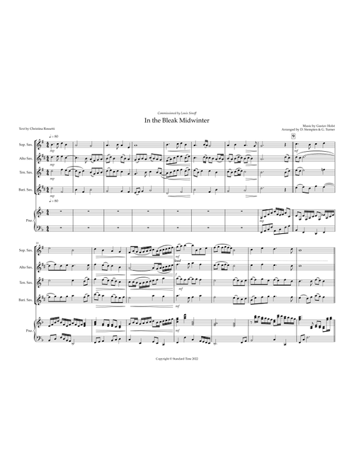 In The Bleak Midwinter (Arr. Debra E. Stempien, Gregory H. Turner) - Gustav Holst, Christina Rossetti (Small Ensemble)