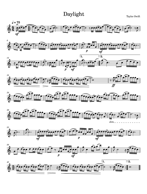 Daylight (Arr. Julia Mills) - Taylor Swift (Violin Solo)