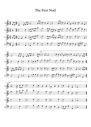 The first noel Sheet Music for Recorder (Mixed Quartet