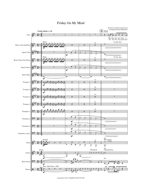 Friday On My Mind (Arr. Daryl McKenzie) - Easybeats (Large Ensemble)