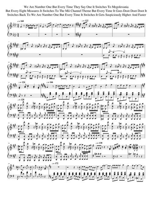 We Are Number One But Every Time They Say One It Switches To Megolovania But Every Eight Measures It Switches To The Mii Channel Theme But Every Time It Goes Doot Doot Doot It Switches Back To We Are Number One 2 - Electric Boogaloo