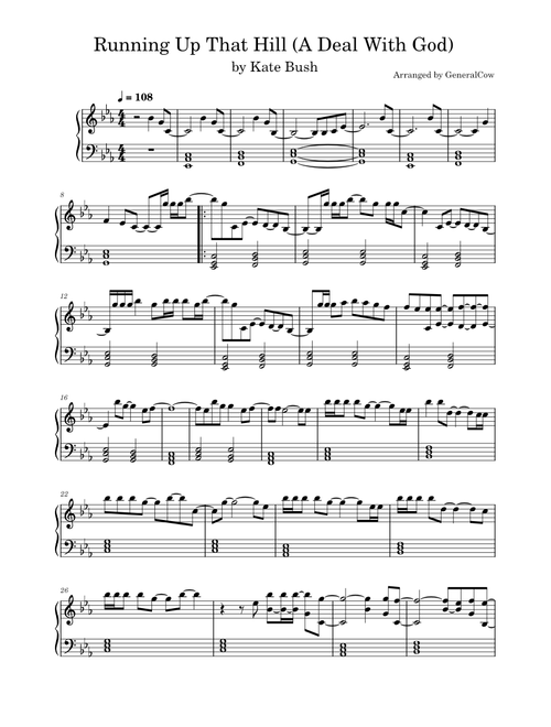 Running up that hill – Kate Bush (Simple Piano Solo)