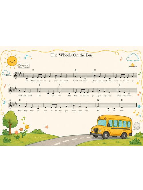 The Wheels On the Bus (Arr. Igor Ferreira) - Verna Hills (Piano Chords-Lyrics)