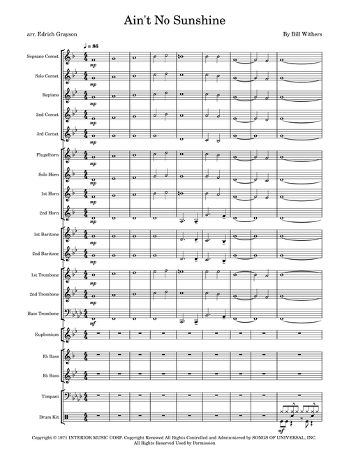 Ain't No Sunshine (Arr. Edrich Grayson) - Bill Withers (Brass Band)