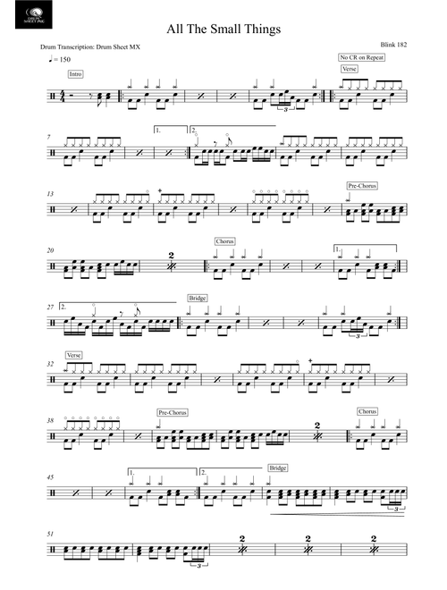 All The Small Things (Arr. Drum Transcription: Drum Sheet MX) - Blink 182 (Drums)