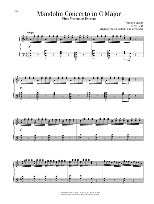 Mandolin Concerto in C Major - Antonio Vivaldi (Piano Solo)