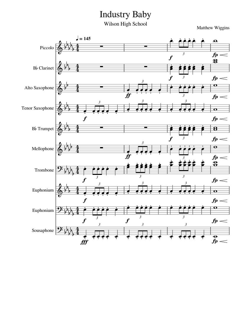 Industry Baby Sheet music for Mellophone, Flute piccolo, in b