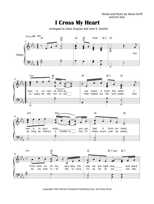 I Cross My Heart (Arr. David Lee Gingras and John E. Dosher) - George Strait (Piano Vocal)