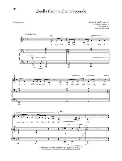 Quella Fiamma Che M'accende (Low Voice) (Ed. Richard Walters) - Benedetto Marcello, Anonymous (Piano Vocal)
