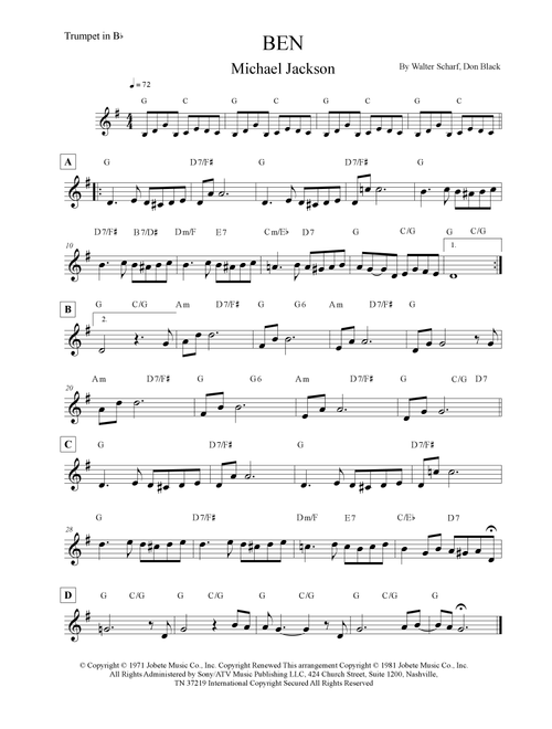 Ben (Arr. Leo Silva) - Michael Jackson (Trumpet Solo)