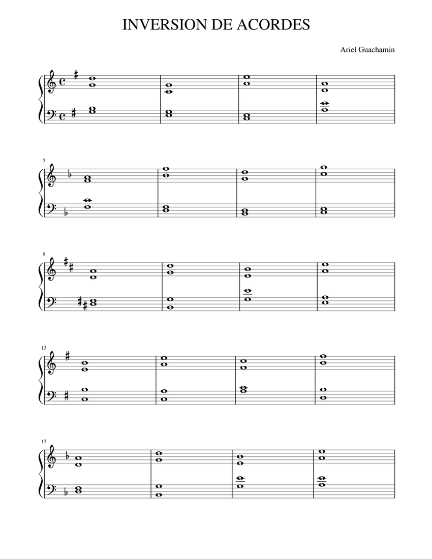 INVERSION DE ACORDES Sheet Music for Piano (Solo) easy | MuseScore.com