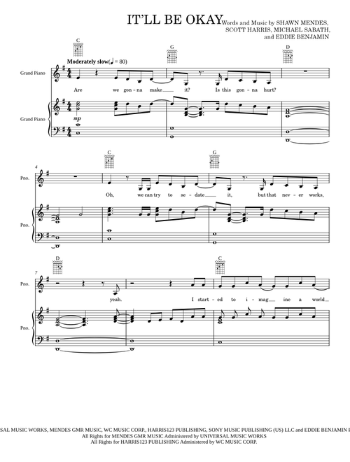 It'll Be Okay - Shawn Mendes (Piano-Vocal-Guitar)
