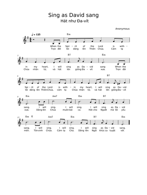 Sing as David sang Hát như Đa-vít