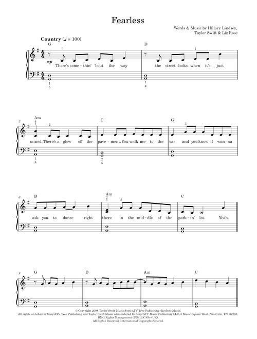 Fearless - Taylor Swift (Easy Piano)