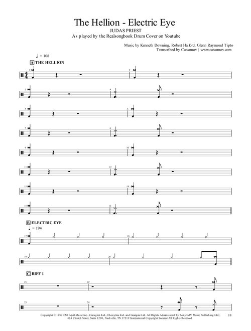 Electric Eye (Arr. Realsongbook) - Judas Priest (Drums)