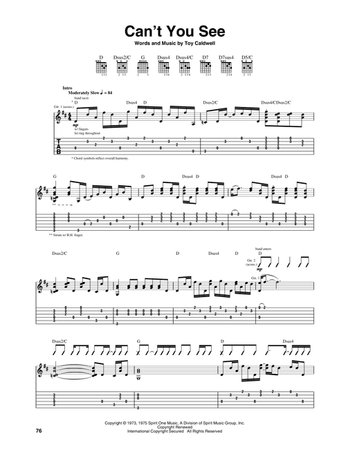 Can't You See - Marshall Tucker Band (Guitar Tab)