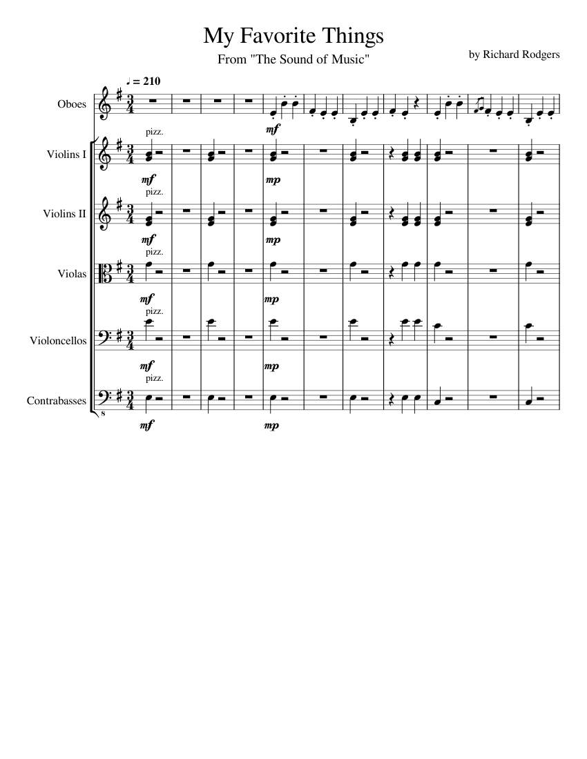 My Favorite Things Sheet Music for Trombone, Flute, Oboe, Clarinet in b ...