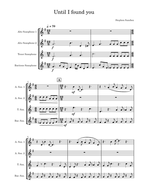 Until I Found You – Stephen Sanchez for Saxophone Quartet