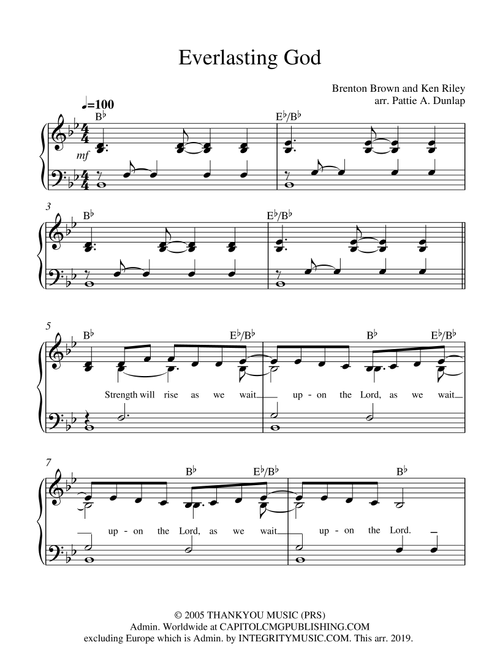 Everlasting God (Arr. Pattie A. Dunlap) - Lincoln Brewster (Piano Vocal)