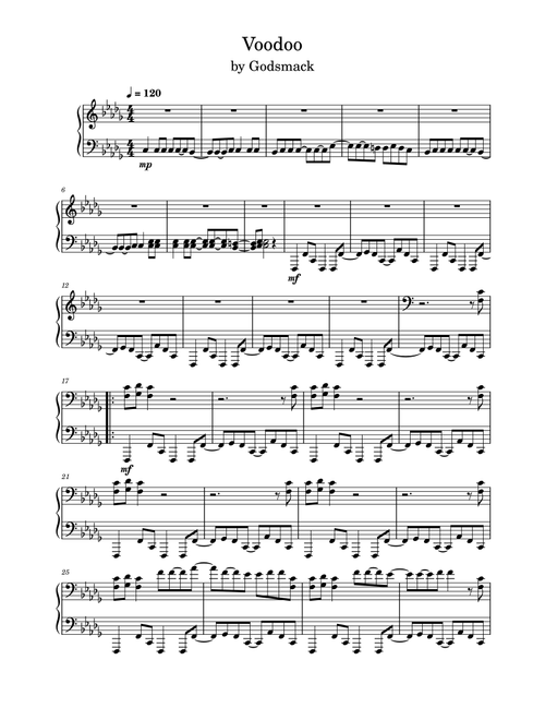Voodoo (Arr. Anya Alston) - Godsmack (Piano Solo)