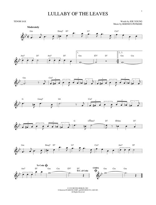 Lullaby Of The Leaves - Joe Young (Tenor Sax Solo)