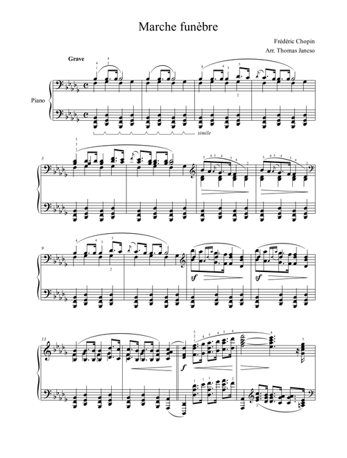 Marche funèbre  (Funeral March) (Arr. Thomas Jancso) - F. Chopin (Piano Solo)