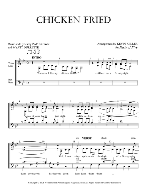 Chicken Fried (Arr. Kevin Keller) - Zac Brown Band (Choral, SATB)