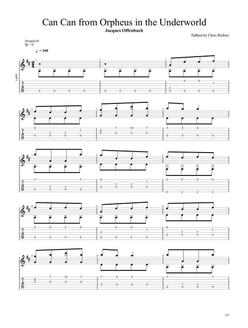Can Can by Jacques Offenbach (Galop Infernal from Orpheus in the Underworld) (Arr. Chris Richter) (Guitar Tab)