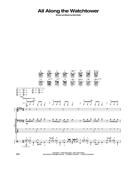 All Along The Watchtower - Jimi Hendrix (Transcribed Score)