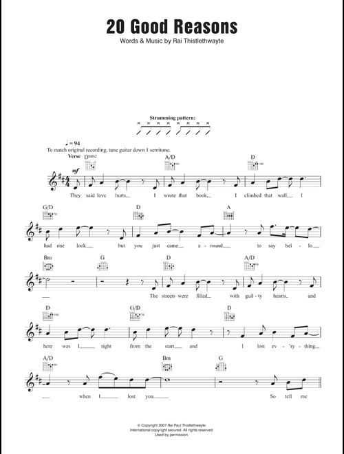20 Good Reasons - Thirsty Merc (Lead Sheet - Fake Book)