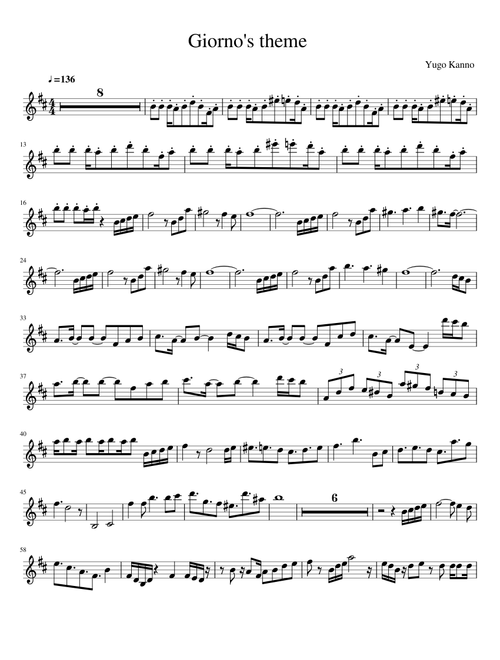 Giorno's theme for violin