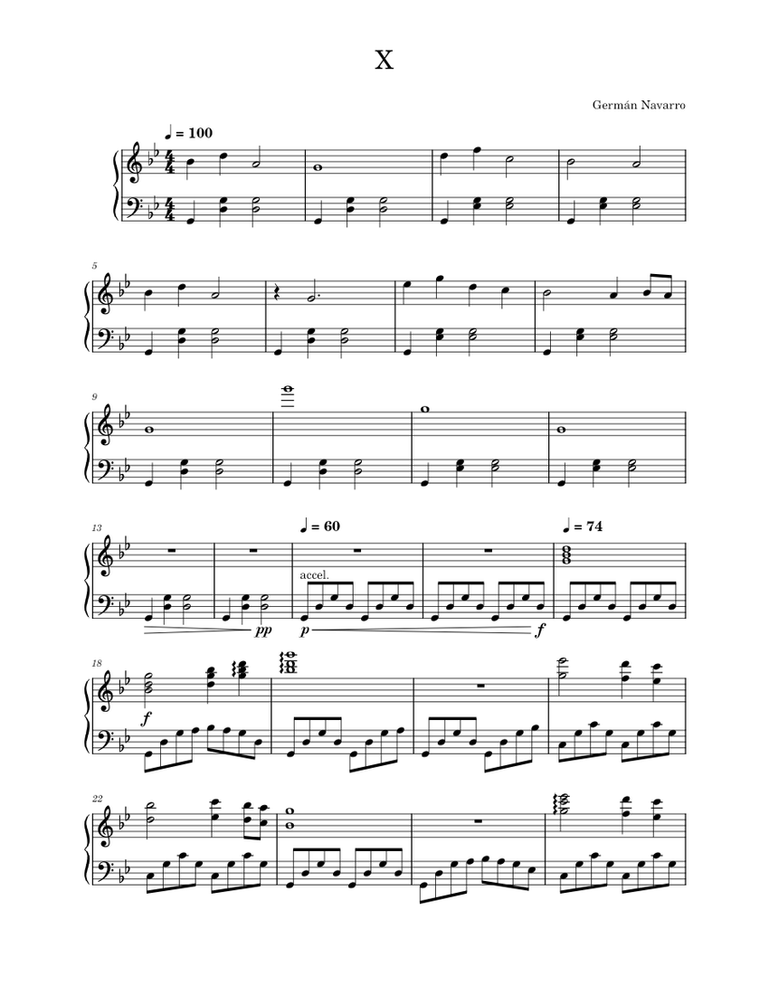 X Sheet music for Piano (Solo)