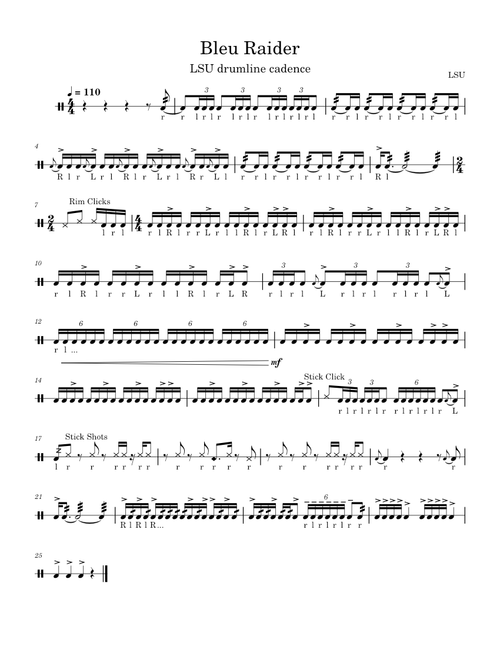 Bleu Raiders – LSU Drumline Cadence