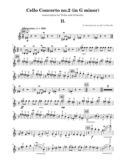 Shostakovich - Cello Concerto No.2 (II. Allegretto) Transcription for Violin