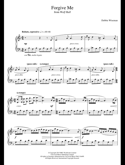 Forgive Me (From 'Wolf Hall') - Debbie Wiseman (Piano Solo)