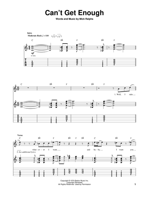 Can't Get Enough - Bad Company (Guitar Tab Play-Along)