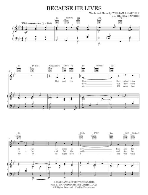 Because He Lives - Bill & Gloria Gaither, William J. Gaither (Piano-Vocal-Guitar)