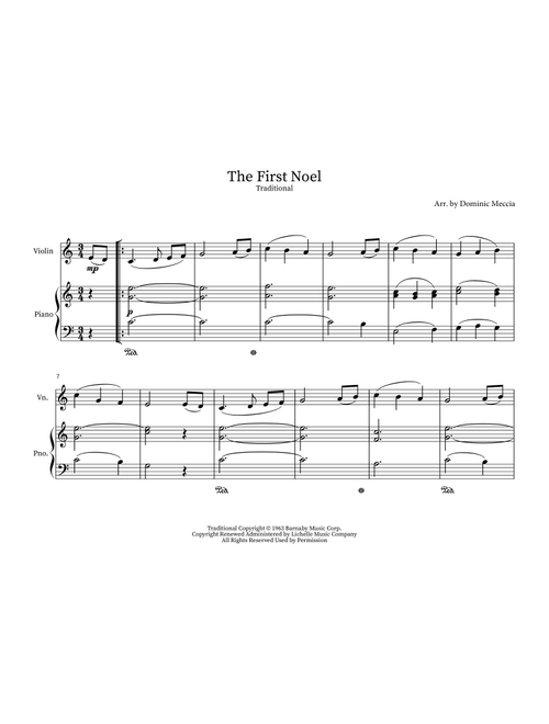 The First Noel (Arr. Dominic Meccia) - Andy Williams (Violin and Piano)