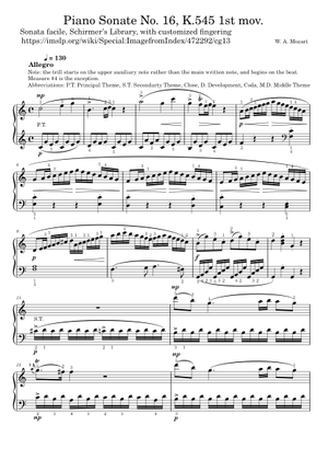 KV545 Sonata facile, I. Allegro Sheet Music for Harpsichord (Piano