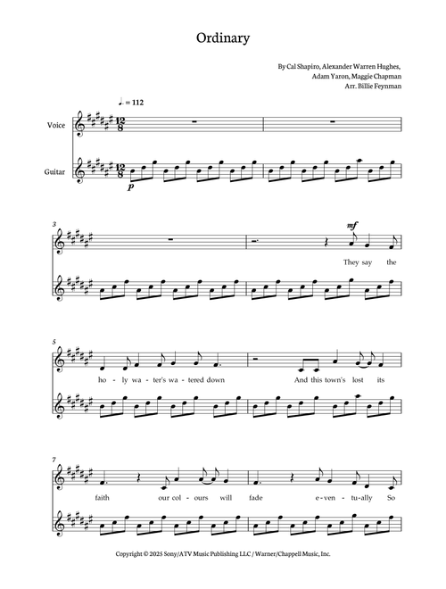 Ordinary (Arr. Billie Feynman) - Alex Warren (Instrumental Duet)